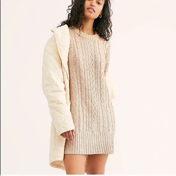 Free People | Dresses | Free People Cable Knit Sweater Dress Cream Puff Gold | Poshmark Free People | Dresses | Free People Cable Knit Sweater Dress Cream Puff Gold | Poshmark